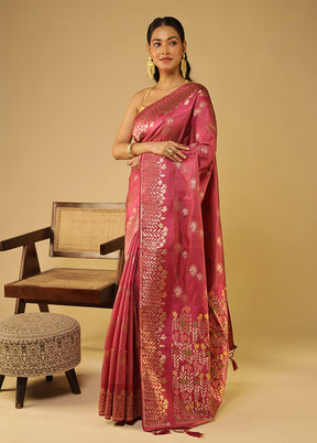 Pink Dupion Silk Saree With Blouse Piece