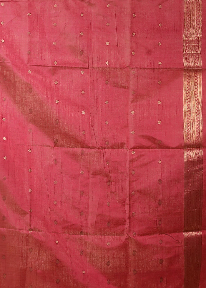 Pink Dupion Silk Saree With Blouse Piece