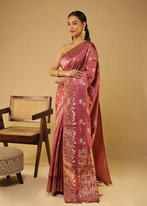 Purple Dupion Silk Saree With Blouse Piece