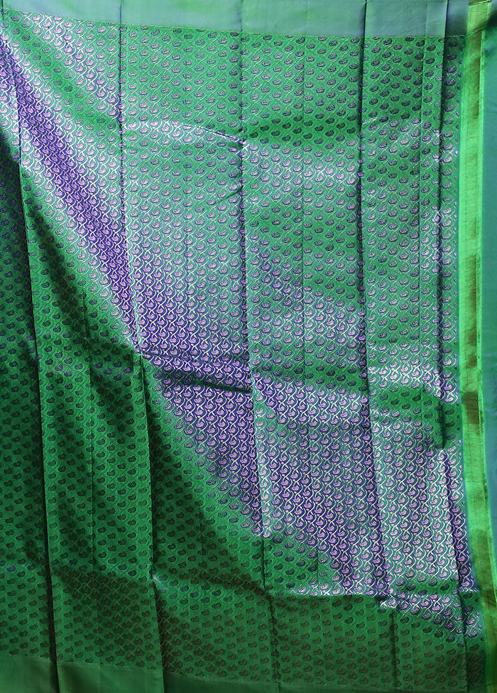 Purple Handloom Kanchipuram Pure Silk Saree With Blouse Piece