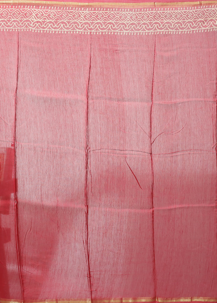 Red Chanderi Silk Saree With Blouse Piece