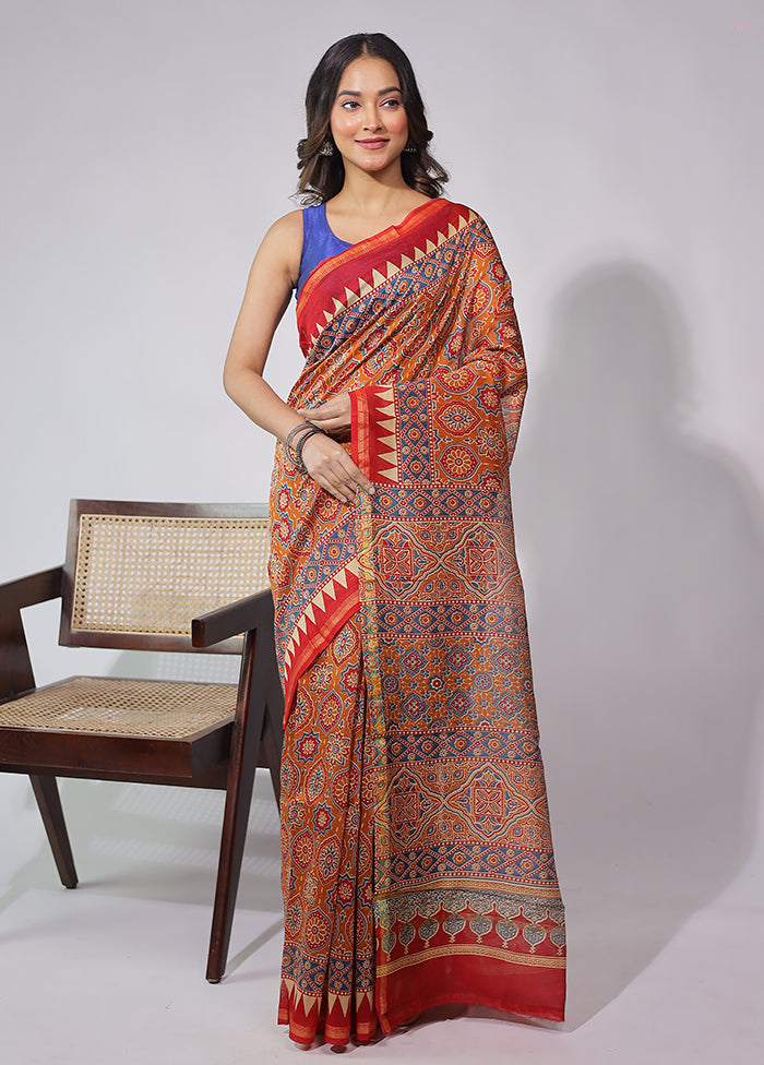 Yellow Chanderi Silk Saree With Blouse Piece