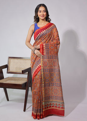 Yellow Chanderi Silk Saree With Blouse Piece