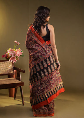 Purple Chanderi Silk Saree With Blouse Piece