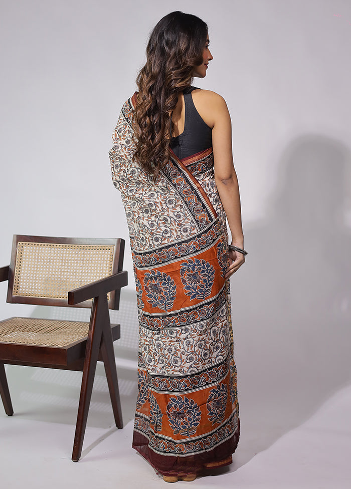 White Chanderi Silk Saree With Blouse Piece