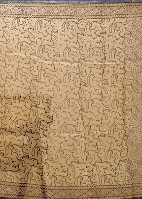 Cream Chanderi Silk Saree With Blouse Piece