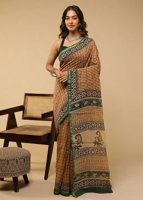 Yellow Chanderi Silk Saree With Blouse Piece