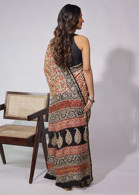 Cream Chanderi Silk Saree With Blouse Piece