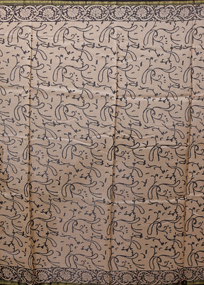 Cream Chanderi Silk Saree With Blouse Piece