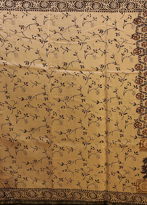 Cream Chanderi Silk Saree With Blouse Piece