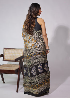 Cream Chanderi Silk Saree With Blouse Piece