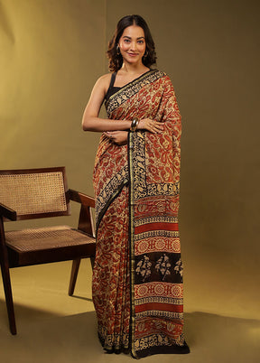 Cream Chanderi Silk Saree With Blouse Piece