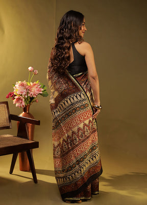Cream Chanderi Silk Saree With Blouse Piece