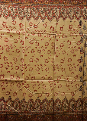 Cream Chanderi Silk Saree With Blouse Piece