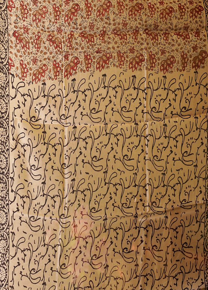 Cream Chanderi Silk Saree With Blouse Piece