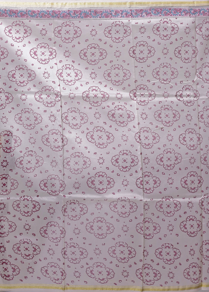 Pink Chanderi Silk Saree With Blouse Piece