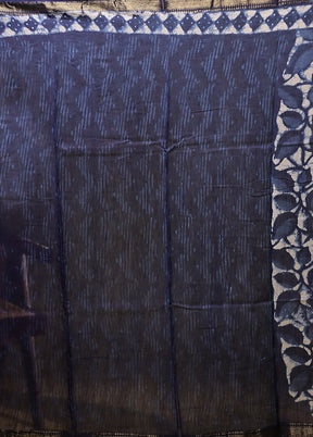 Blue Chanderi Silk Saree With Blouse Piece