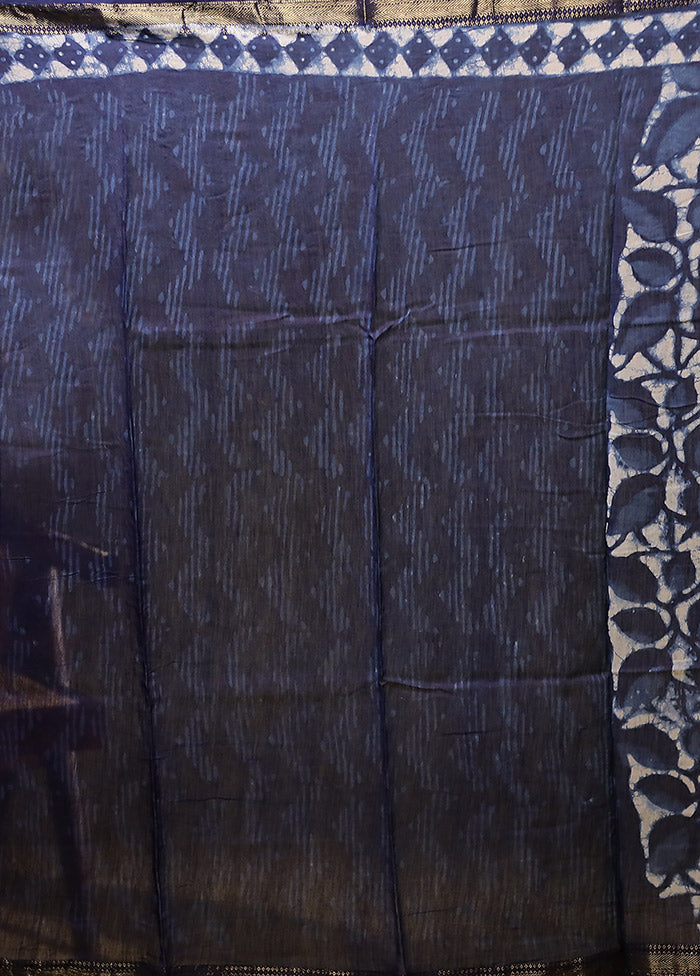 Blue Chanderi Silk Saree With Blouse Piece