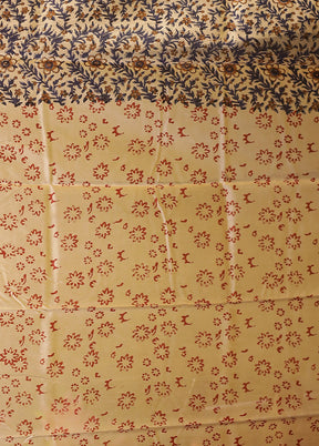 Cream Chanderi Silk Saree With Blouse Piece