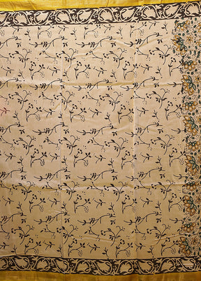 Cream Chanderi Silk Saree With Blouse Piece