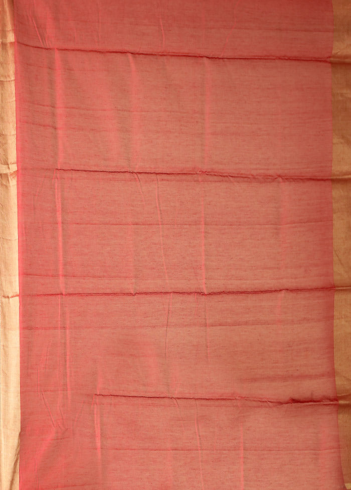 Red Chanderi Silk Saree With Blouse Piece
