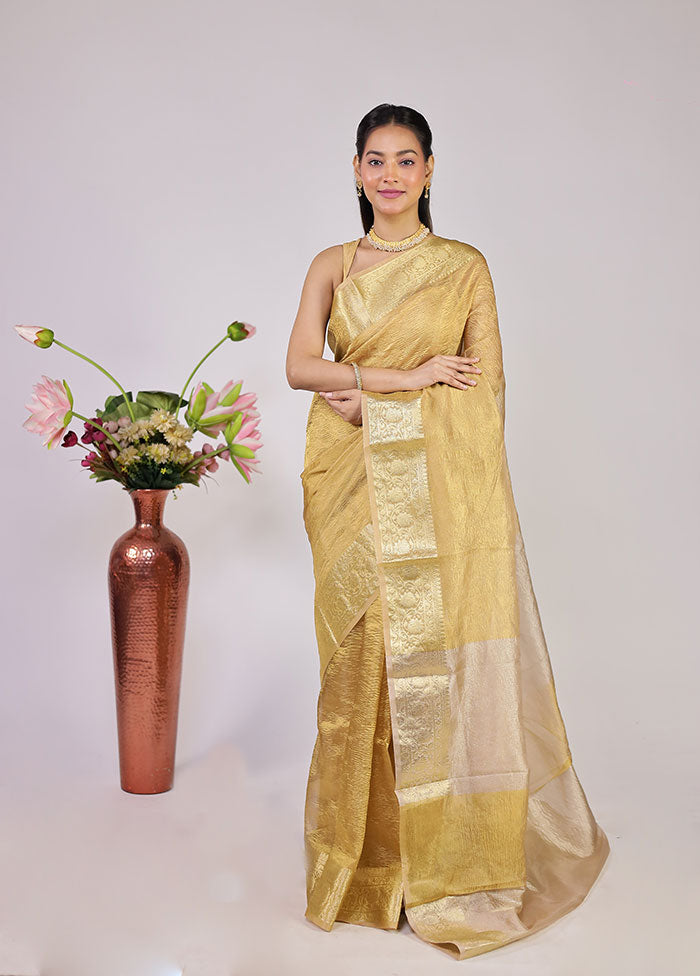 Yellow Tissue Silk Saree With Blouse Piece