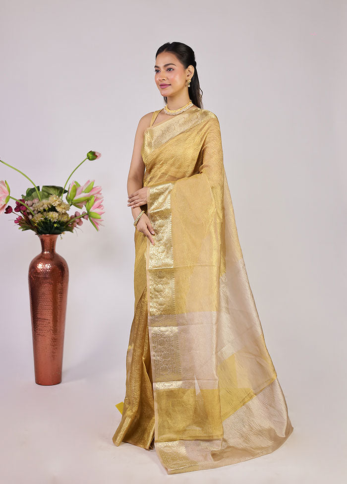 Yellow Tissue Silk Saree With Blouse Piece