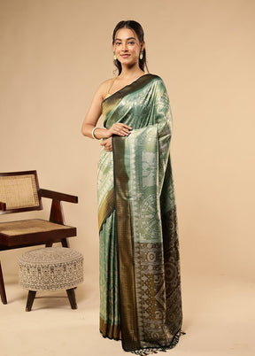 Green Dupion Silk Saree With Blouse Piece