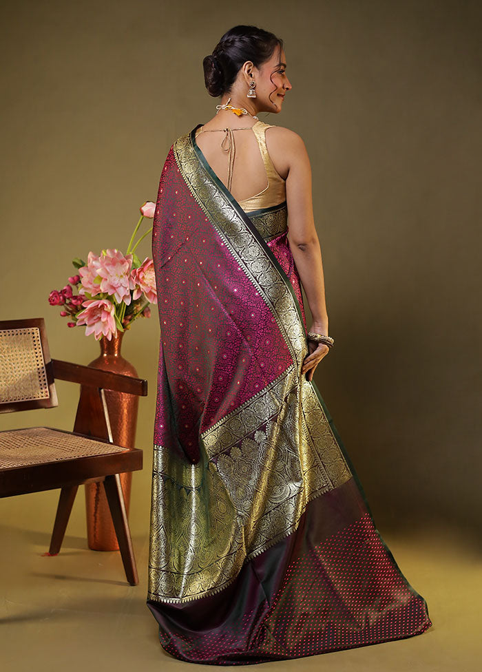 Purple Tanchoi Silk Saree With Blouse Piece