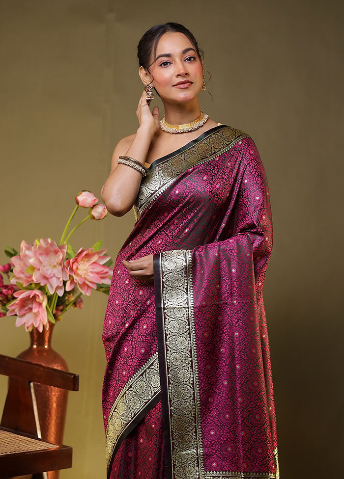 Purple Tanchoi Silk Saree With Blouse Piece