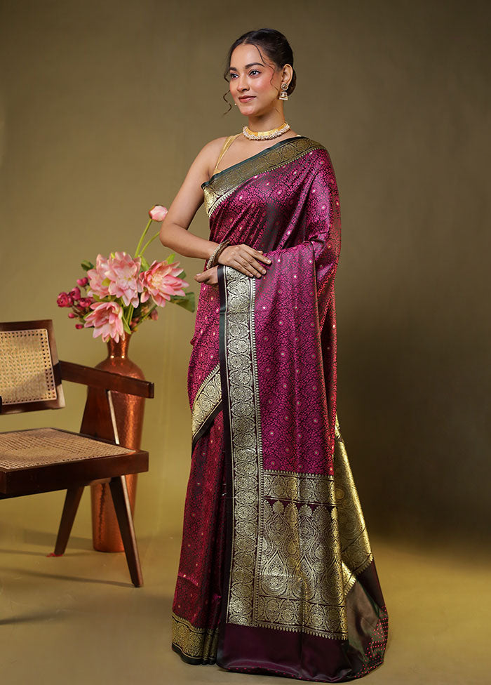 Purple Tanchoi Silk Saree With Blouse Piece