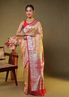 Cream Tanchoi Silk Saree With Blouse Piece