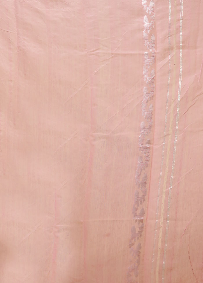 Pink Jamdani Cotton Saree Without Blouse Piece