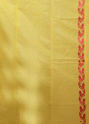 Yellow Jamdani Cotton Saree With Blouse Piece