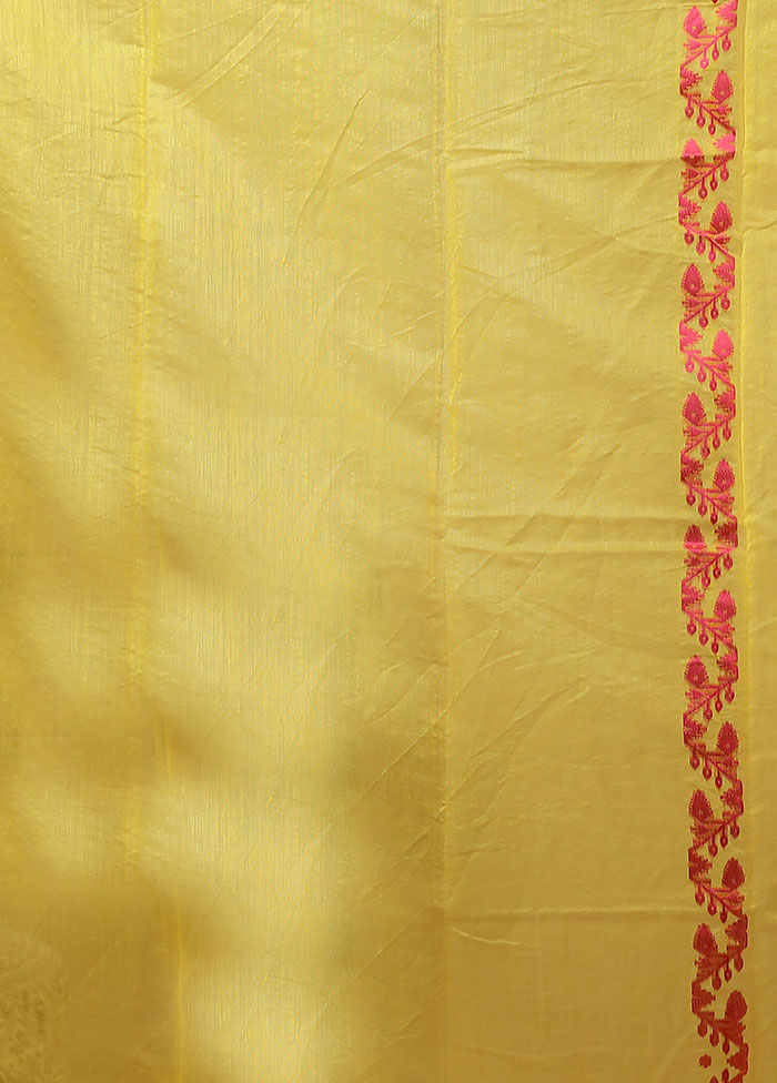Yellow Jamdani Cotton Saree With Blouse Piece