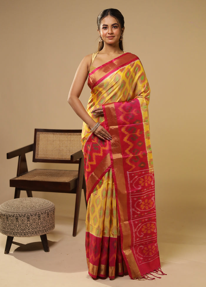 Multicolor Handloom Kanchipuram Pure Silk Saree With Blouse Piece