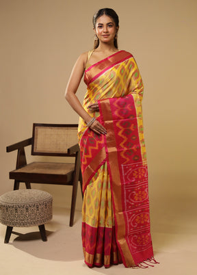 Multicolor Handloom Kanchipuram Pure Silk Saree With Blouse Piece