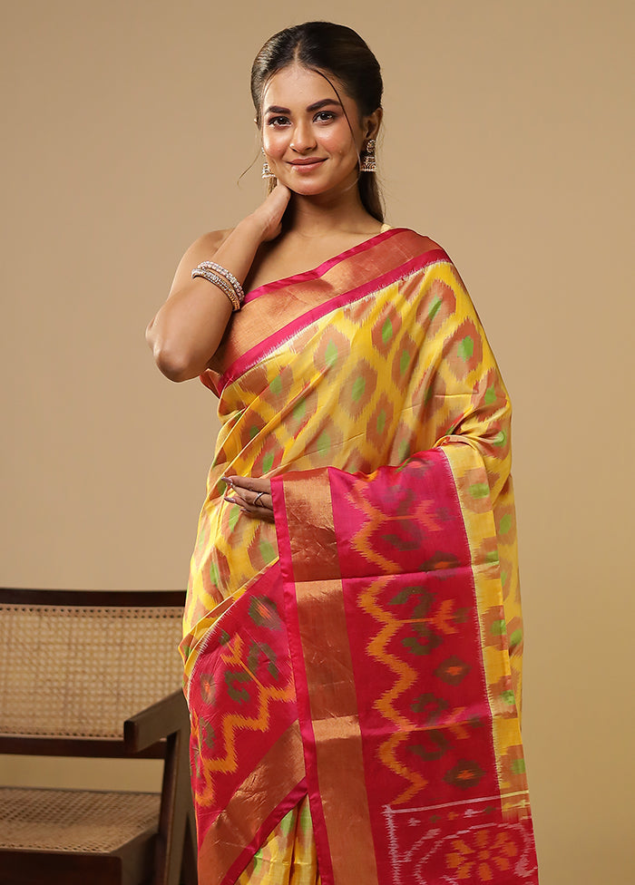 Multicolor Handloom Kanchipuram Pure Silk Saree With Blouse Piece
