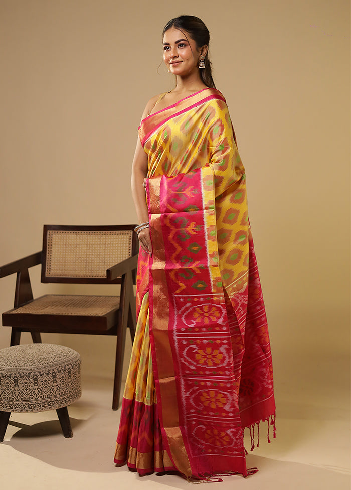 Multicolor Handloom Kanchipuram Pure Silk Saree With Blouse Piece
