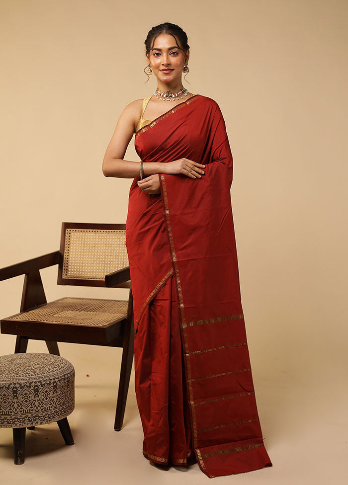 Maroon Kanjivaram Silk Saree With Blouse Piece