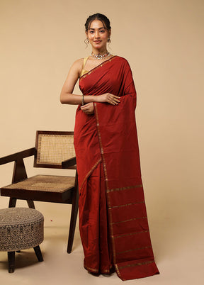 Maroon Kanjivaram Silk Saree With Blouse Piece