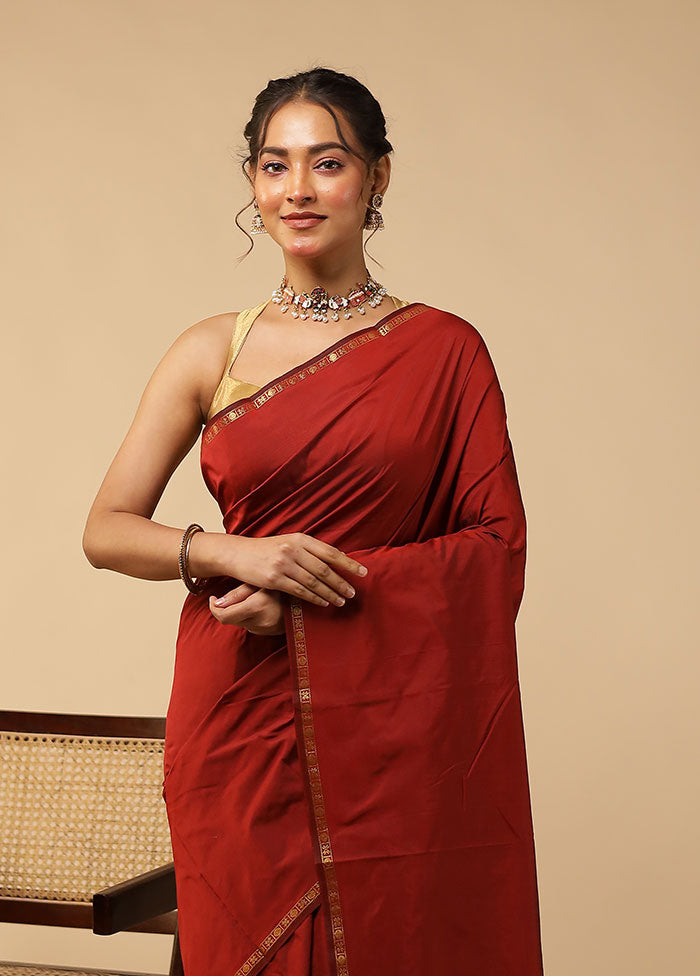 Maroon Kanjivaram Silk Saree With Blouse Piece
