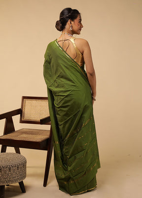 Green Kanjivaram Silk Saree With Blouse Piece