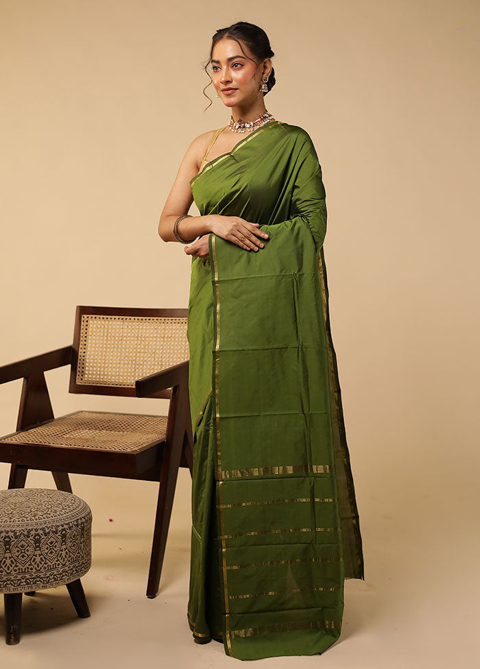 Green Kanjivaram Silk Saree With Blouse Piece