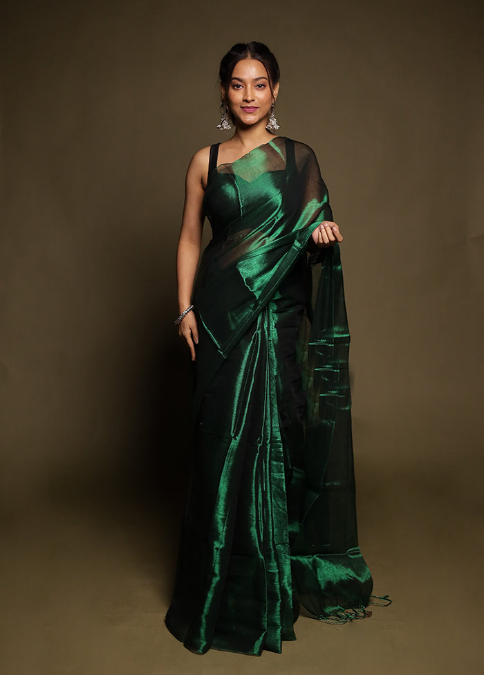 Green Tissue Silk Saree With Blouse Piece