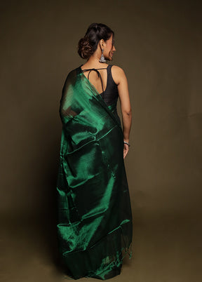 Green Tissue Silk Saree With Blouse Piece