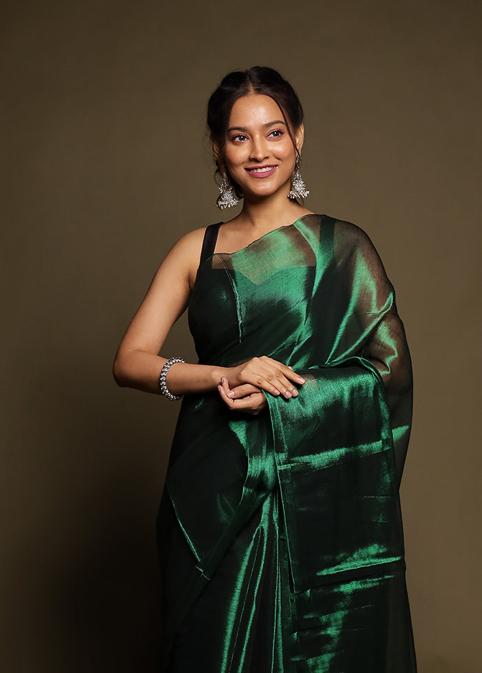 Green Tissue Silk Saree With Blouse Piece