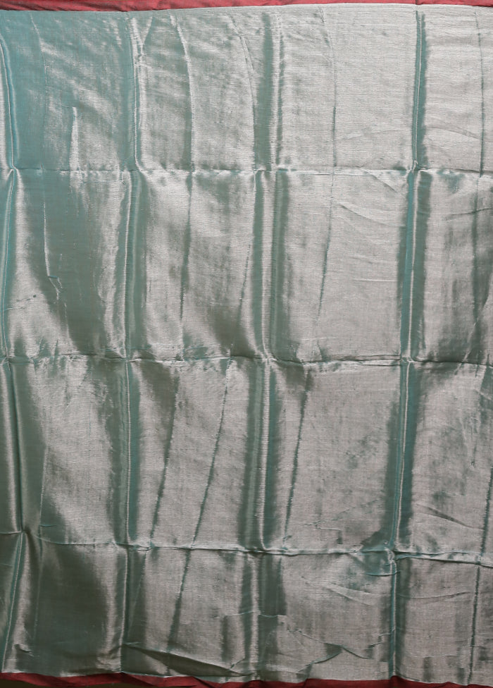Blue Tissue Silk Saree With Blouse Piece
