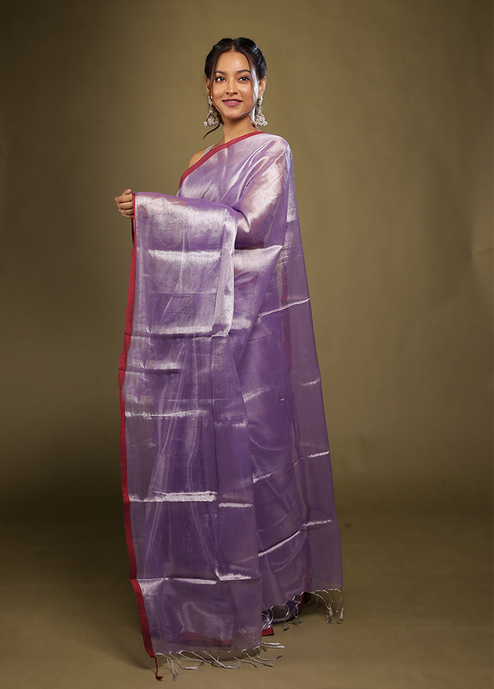 Purple Tissue Silk Saree With Blouse Piece