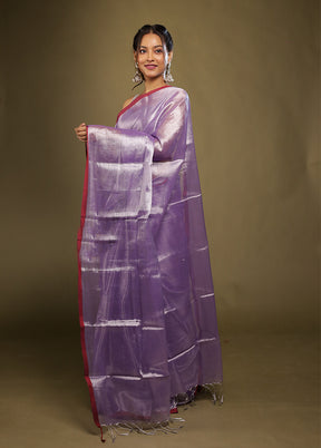 Purple Tissue Silk Saree With Blouse Piece